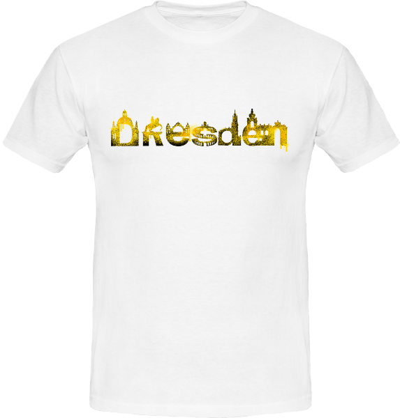 Dresden: T-Shirt mit Skyline von Dresden in Graffiti Optik mit Sehenswürdigkeiten