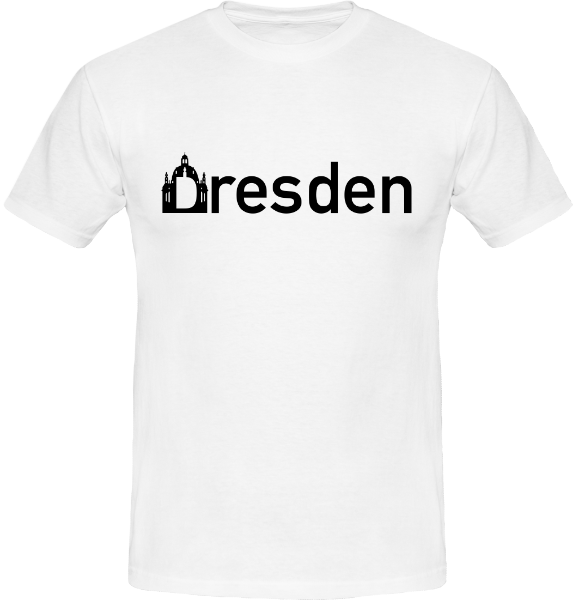 Dresden: T-Shirt mit Ortsschild und Dresdner Frauenkirche