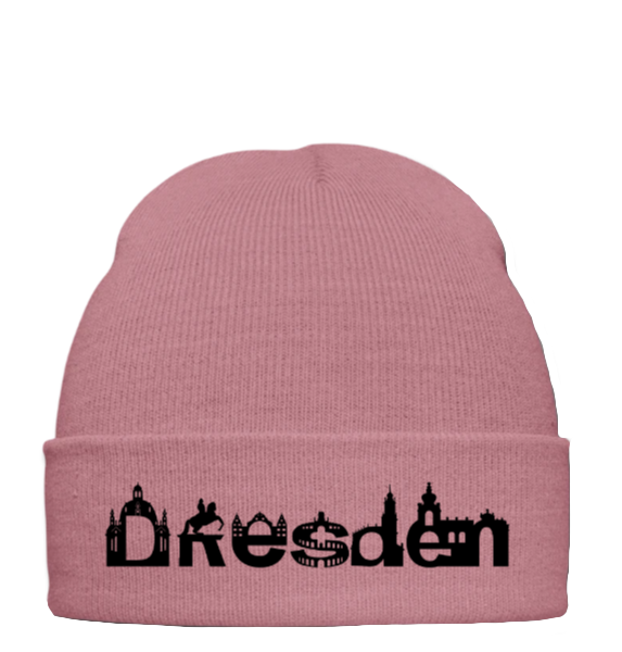 Mütze mit einer Mischung aus Dresdner Skyline und dem Namen Dresden