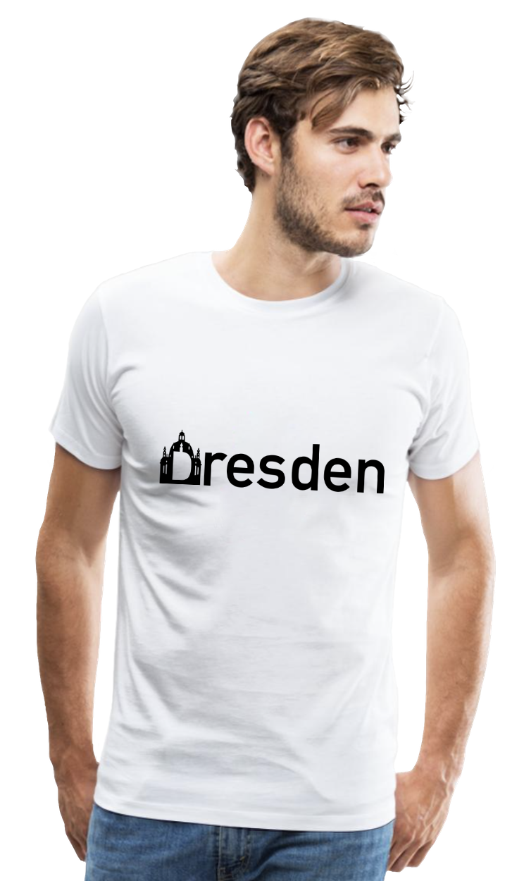 T-Shirt: Dresden-Ortsschild mit Frauenkirche