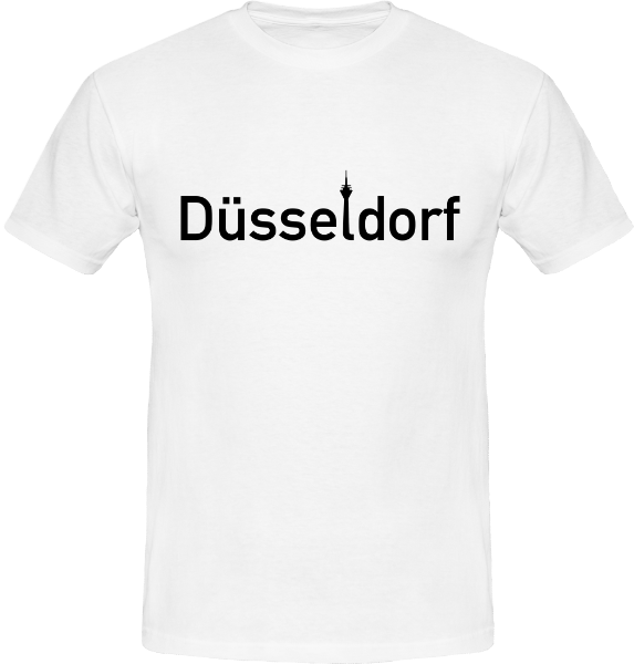 T-Shirt mit Düsseldorf Ortsschild und Rheinturm