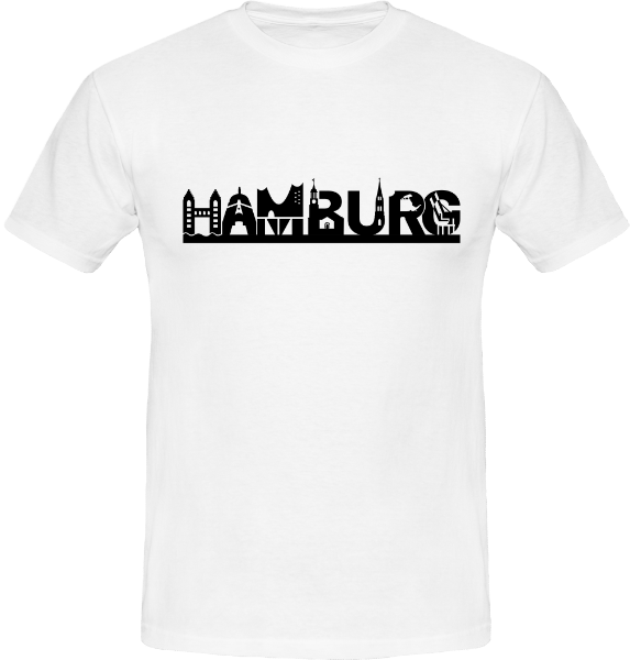 T-Shirt mit Hamburg Skyline mit Sehenswürdigkeiten