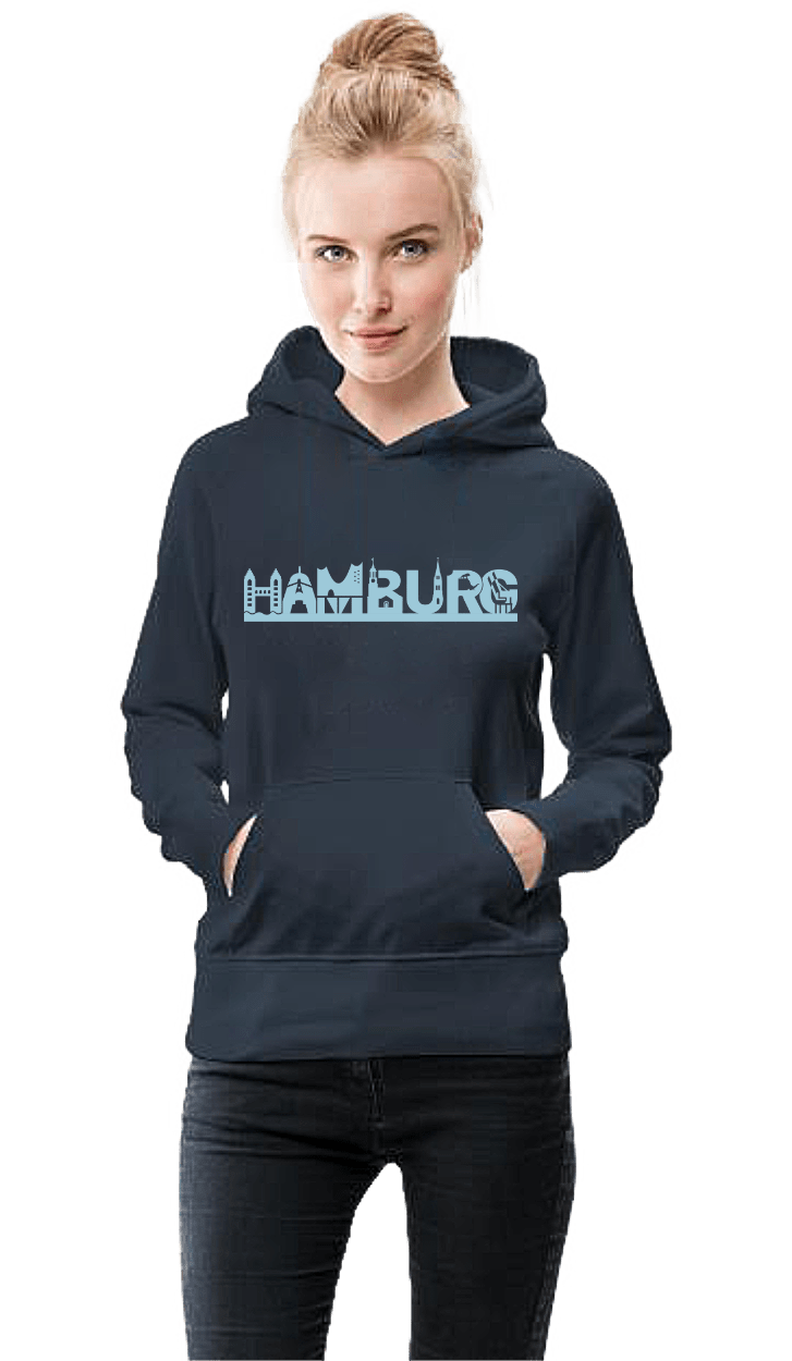 Hoodie: Hamburg-Skyline mit Sehenswürdigkeiten