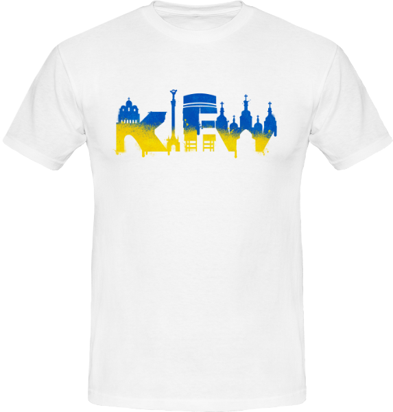 T-Shirt mit Kiew Skyline in Graffiti Stil mit Sehenswürdigkeiten