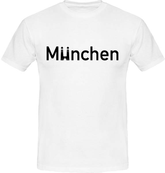 München: T-Shirt mit Ortsschild und Münchener Frauenkirche