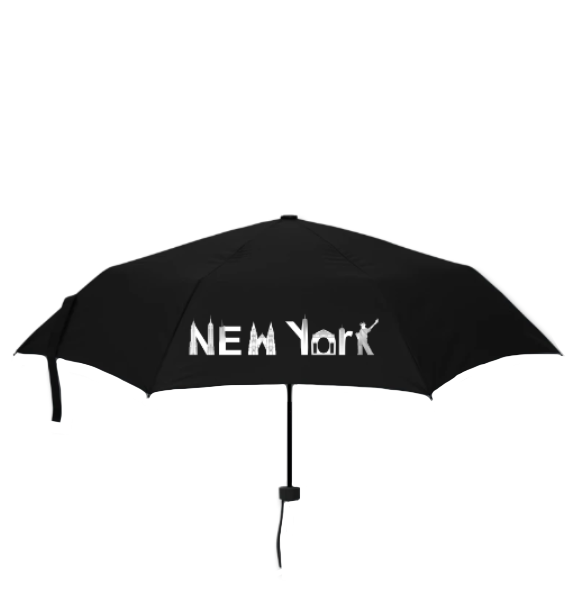 Regenschirm mit einer Mischung aus New Yorker Skyline und dem Namen New York